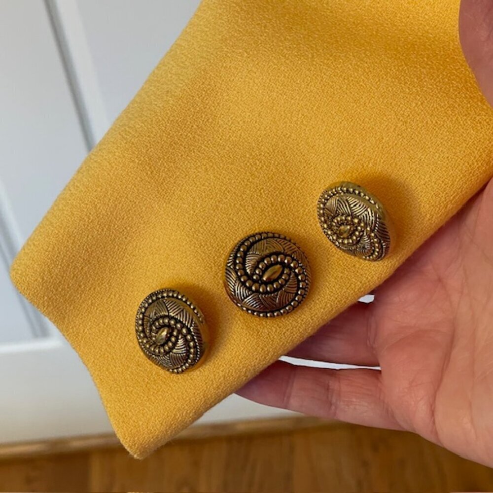 Vintage 1980's Pure Wool Statement Power Blazer Herbert Grossman Gold Buttons 4P - Picture 6 of 11